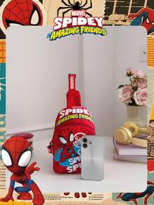 1 Pc Marvel Officially Licensed Spider-Man Pattern Sling Bag, Boys' Casual Crossbody Bag, Lightweight Adjustable Strap Chest Bag,Cartoon Coin Purse, Ideal For Boy,Boy, Young Fans,Students, Perfect For Daily School Runs, Outdoor Play, Theme Park Visits, Holiday Trips, Convenient For Holding Snacks - Red - View 5