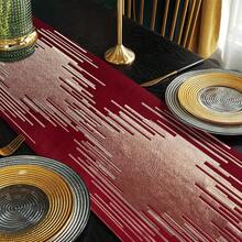 Elegant Christmas Red Table Runner 120 Inches Long Abstract Geometry Embroidery Pattern With Handmade Tassels Thick Fabric For Home Living Room Bedroom Dinner Room Art Decor Christmas - 紅色的 - 查看 6