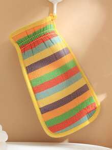 1pc Rainbow Striped Bath Towel, Exfoliating And Removing Dust, Thickened Bath Towel, Dust Removal Gloves, Bath Scrubbing Tool - Multicolor - View 7