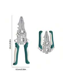 16-In-1 Foldable Wire Stripper, Wire Cutter, Pulley Design Multi-Functional Electrician Crimping Pliers, Winding Pliers, Manual Tool - Cadet Blue - View 4