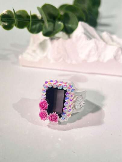DIY Glitter Rose Decor Electronic Finger Counter - Portable Ring Tally Counter Tool, Suitable For Daily Use And Gifts