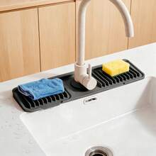 Silicone Faucet Splash Guard – Leak-Proof Drip Catcher Mat For Kitchen And Bathroom - Black - View 10