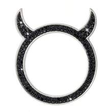 1pc Colorful Rhinestone Devil Horn Car Start Button Decor Ring, Rhinestone Decor Car One-Key Start Button, Perfect Gift For Valentine's Day - 1pc Devil Horn Diamond-studded Starter Key Ring - View 12