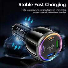 Fast Charging Cell Phones Car Charger 75W 4-In-1 Car Charger With 2 USB And 2 Type-C Ports, RGB Ambient Lighting, Compatible With IPhone 16 Pro/16/15 Pro/15 And S25/S24/S23, Ideal For Daily Commute, Long-Distance Driving And In-Car Charging Valentine's Day Gift - Multicolor 1 - View 4