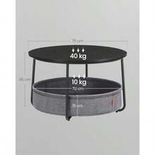 jjytVASAGLE Mesa de Centro Reda con Almacenamiento Mesa de Salon con Cesta de Tela M de Ml Negro Tinta y Gris Pizarra MLCT244B56Mesa de centro exterior - Negro Tinta  Gris Pizarra - Ver 3