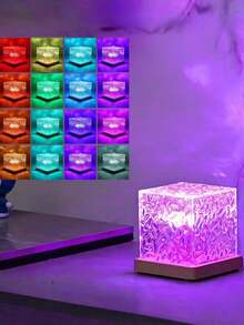 1pc 16 Colors Northern Lights Wave Ripple USB Night Light With Flame Effect & Starry Sky Projection, Touch & Remote Control, Glass Art Decorative Lamp, Suitable For Bedroom, Christmas Party, Camping, Wedding, Holiday Party, Valentine's Day Gift, Home Decor, Camping Accessories | Fantasy Theme Decor | USB Powered Projector - Multicolor - View 7