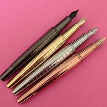 1pc Fountain Pen, 0.5mm Sharp Tip, Artistic Calligraphy, Preferred For Creation, Stainless Steel Pen Holder, Elegant And High-End, Pen Holder Carved With Stripes, Electroplating Process, Iridium Pen Tip, Built-In Ink Converter, Suitable For 2.6mm Caliber Ink Bags, Heavy Metal Feeling, Business Office, Suitable For Schools, Students, Learning Materials, Units, Colleagues, Friends, Holiday Gifts, Valentine's Day, Back To School Season, Back To School Season, Graduation Season, Birthday Gifts, Christmas, Father's Day, Mother's Day, Teachers' Day, Thanksgiving, Signature, Calligraphy, Art, Fountain Pen Gifts - Type a - View 7