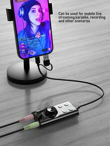 USB + Type-C Dual-Head 7.1 Sound Card, External Noise Cancelling Sound Card For Computer, Laptop, Smartphone, Microphone, Game, Live Streaming, Singing, Plug And Play - Multicolor - View 2