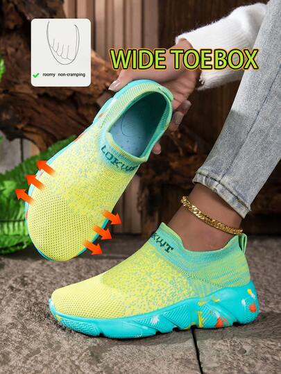 WAZIXIE 一双女士宽楦运动鞋，鞋头加宽，鞋面加高，适合宽脚，男女皆宜的跑步鞋