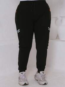 Women's Plus Size Jogger Pants, Premium Comfort, Sporty, Academic, And Elastane. Comfortable. - màu đen - Xem 7
