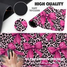 Mouse Pad/Desk Mat/Computer Mat, 2D Flat, Extra Large XXL XL L M Gaming Mouse Pad, Beautiful And Stylish Mouse Pad - Large Size Desk Mat With A Light-Colored Background, Hand-Drawn Bow And Black Leopard Print Pattern, Non-Slip Rubber Base, And High-Density Octagonal Texture Design That Firmly Grips The Desktop. Exquisite Edging And Printing Technology Ensure The Surface Remains Clear And Vibrant Even After Multiple Washes. This Is A Popular Mouse Pad And An Excellent Gaming Mouse Pad. - A - View 5