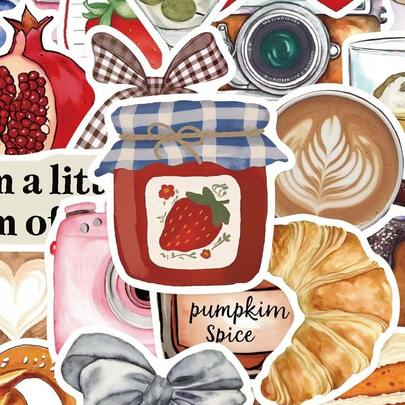 50pcs Pinterest Inspired Aesthetic Stickers Laptop Handbook Cell Phone Case Decorative Stickers School Supplies,Back To School