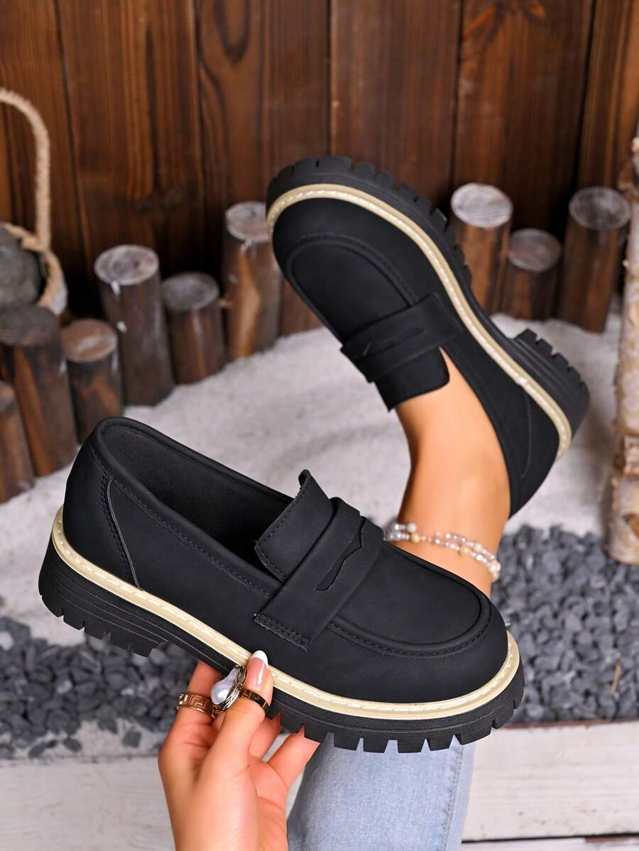 Latest Women's Flat Shoes, Slip-On Design For Easy Walking, Simple Solid Color, Available In Multiple Sizes. - màu đen - Xem 1