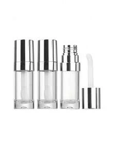 1/3支 8毫升 大号银色空唇彩管 化妆品包装容器 圆形塑料丰唇管 旅行装 - 銀色 - 查看 6