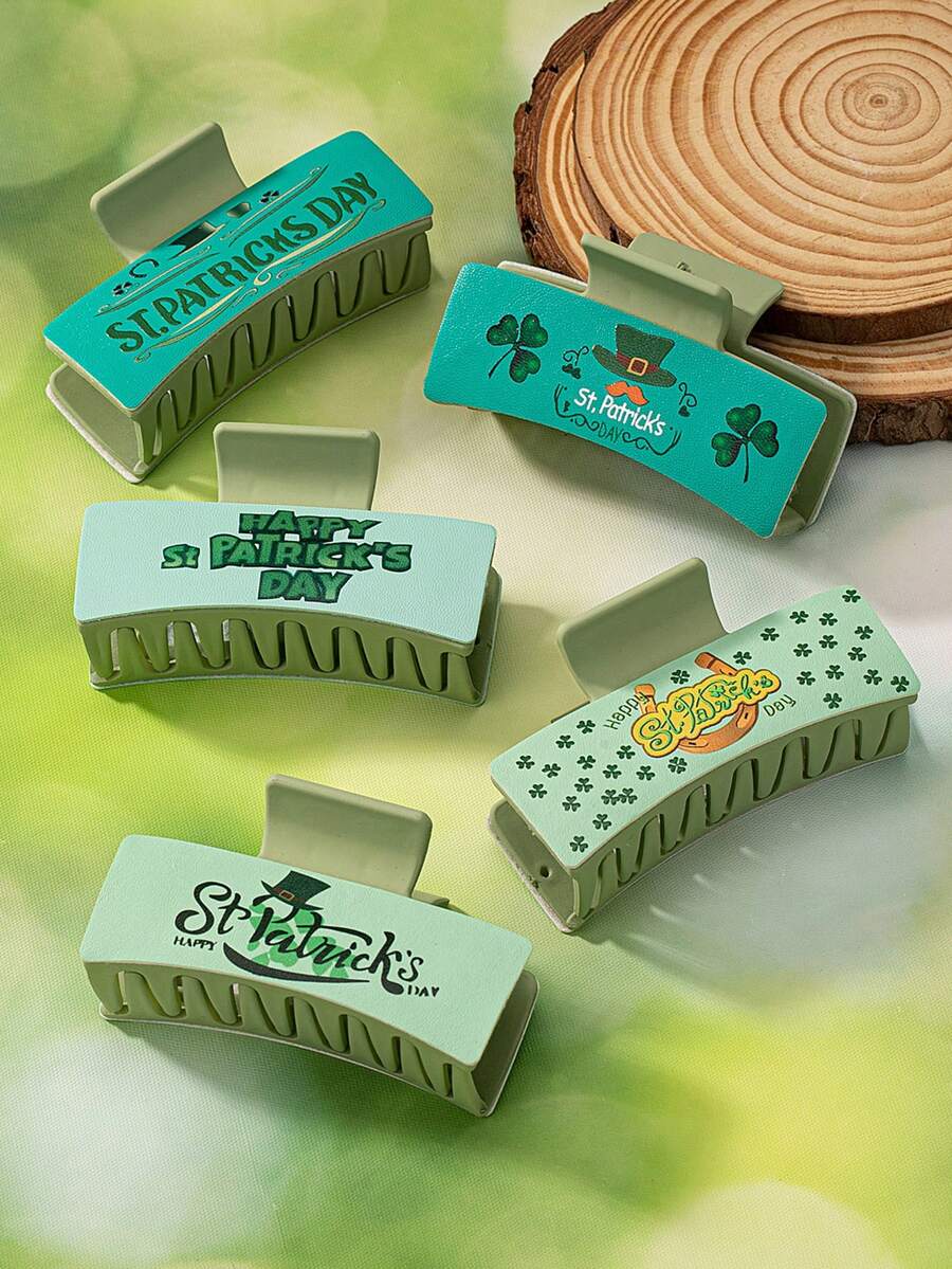 1 件装 PU 皮革亚克力圣帕特里克节发夹（女士款） - 彩色 - 查看 1