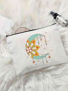 New Styles Sun Moon And Stars Printed Canvas Shoulder Bag,A Printed Black Tank Top Tote Bag And A Black Small Bag,Same Style Convenient Cosmetic Bag, Toiletry Bag And Clutch Bag,Valentine's Day Gifts - Multicolor - View 6