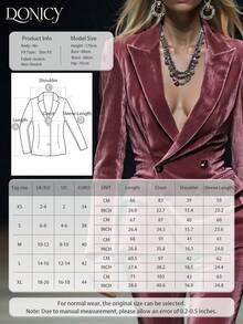 DONICY 女士纯色西装外套，纯色翻领长袖西装外套，天鹅绒双排扣修身宽领长袖西装外套，时尚复古正式职业风优雅西装外套，适合春夏季节、商务场合、约会、派对、晚宴、情人节、嘉年华等场合。 - 粉色 - 查看 4