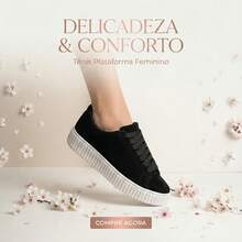 Tenis Feminino Liso Camurca Resistente Versatil e Leve Com Sola Antiderrapante Para o Dia a Dia - Preto - Visão 7