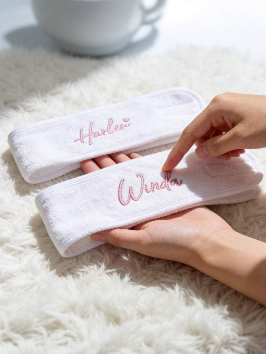 Personalized Embroidered Spa Headbands | Customized Makeup & Skincare Headbands | Letter Combination Towel Headbands | Valentine's Day Gifts | Personalized Spa Headbands | Embroidered Terry Cloth Headbands | Bridesmaid Invitation Gifts, Mother's Day Gifts