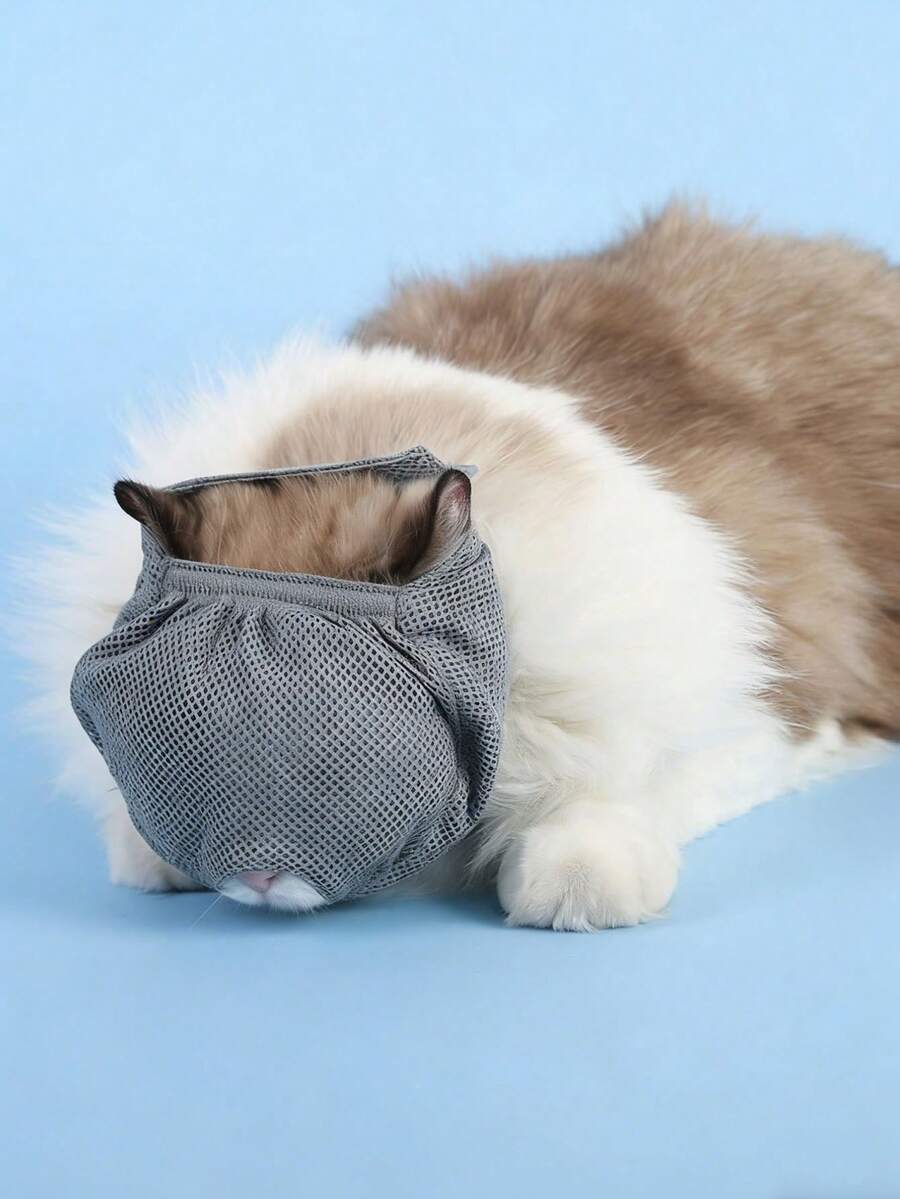 Masque facial ajustable et respirant pour chat, doux, empêche la morsure, le léchage, le mâchage et les miaulements. Design adapté aux salons de toilettage, aux cliniques vétérinaires, à la coupe des ongles et aux soins dentaires. Facile à nettoyer, confortable à porter. - Multicolore - Voir 1