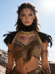 Gothic Black Faux Feather Shawl And Faux Feather Choker Victorian Costume Shrug Cosplay Feather Wrap Costume Party Rave Party Cosplay Filming Props - Multicolor - View 6