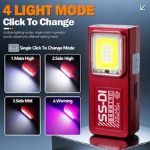 1PC Mini COB LED Flashlight USB C Rechargeable Powerful Work Light With Clip Magnet Waterproof EDC Camping Walking Pocket Lamp - Multicolor - View 6