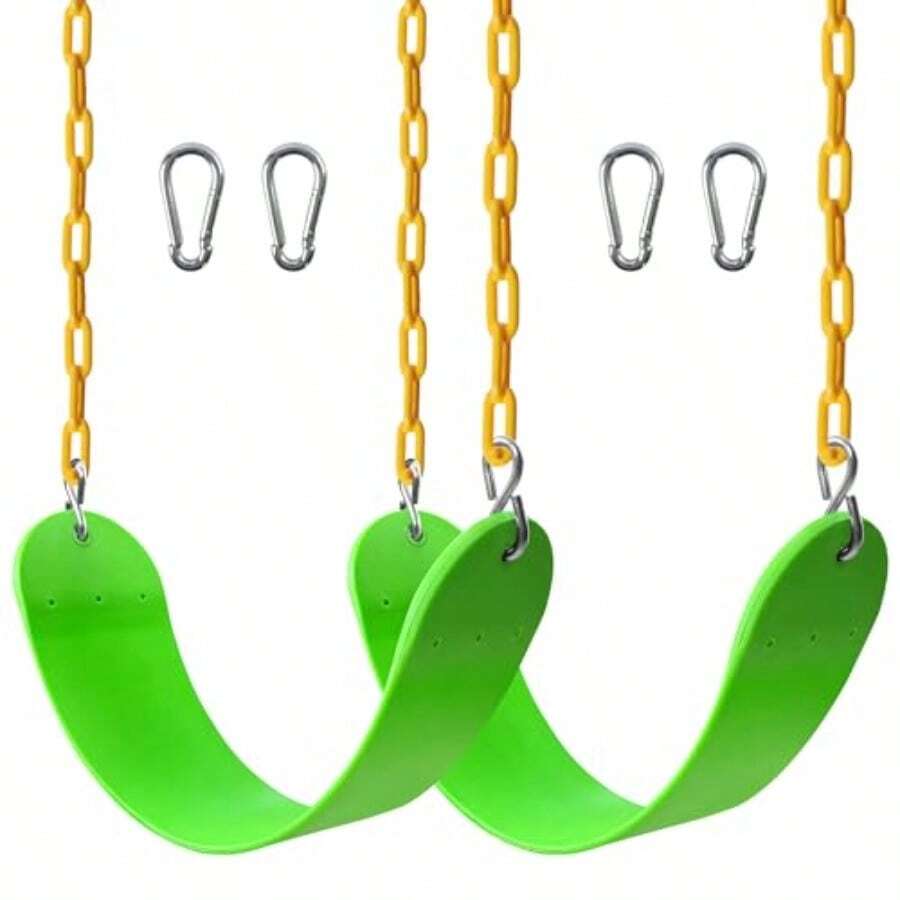 Sunnyglade - Juego de 2 asientos basculantes resistentes con cadena de 66 pulgadas accesorios de repuesto con ganchos a presión soporte de 250 libras 2 verde zacate - Verde hierba - Ver 1