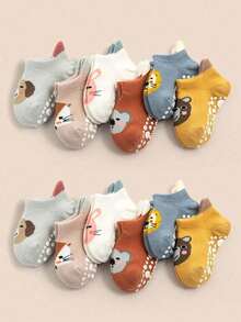 12/6 Pairs Anti-Slip Gel Baby Socks, Cute Cartoon Children's Boat Socks, Suitable For 0-36 Months Boys And Girls, Casual Sports Socks, Toddler Floor Socks With Grip, Crawling Infant Socks, Match All Outfits, Daily Wear And Gift, Valentine's Day/Thanksgiving Gift - Multicolor - View 15