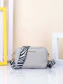 1pc Girls' Minimalist Crossbody Bag & Coin Purse, Zebra Print Adjustable Wide Strap, Fashion Flat Fabric, Ideal Gift - Multicolor - View 13