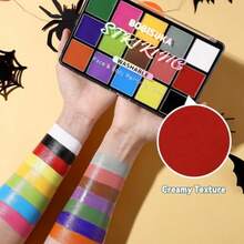 BOBISUKA Face Body Paint 15 Color Al Face Painting Palette  Art Teater Alloween Party Cosplay Clown Sfx Makeup  Women Adults  Wasable - 15種顏色調色板 - 查看 2