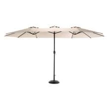 14.8 Ft Double Sided Outdoor Umbrella Rectangular Large With Crank (Khaki )(No Base) - Khaki - View 2