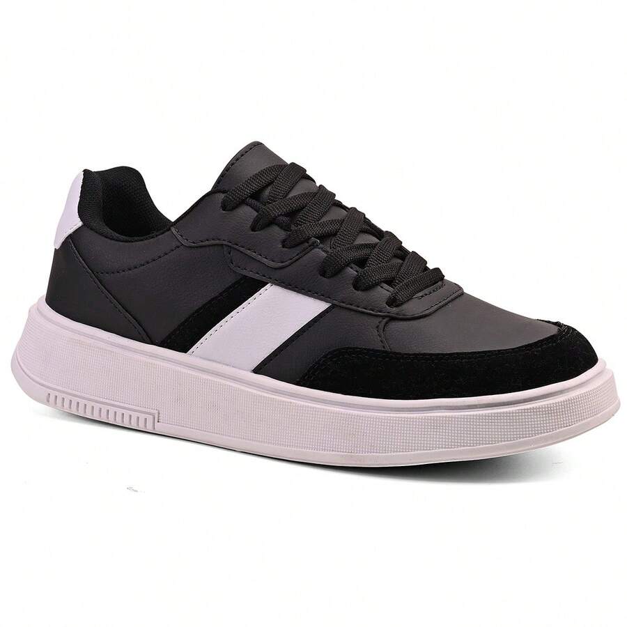Tênis Casual Masculino Street Original Leve, Confortável e Moderno Sapatenis R1725 - Preto/Branco - Visão 1