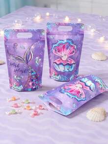 25个美人鱼主题3D手提袋，贝壳珍珠礼品袋，女孩生日派对回礼袋，紫色美人鱼装饰，美人鱼生日派对糖果袋，美人鱼主题派对礼品包装袋，婚礼装饰手提袋，新娘送礼会手提袋，婴儿派对甜点袋，性别揭晓派对手提袋，购物袋，厨房烘焙饼干袋，家居餐饮装饰，房间装饰，生日礼物，派对回礼 - 美人魚 - 查看 3