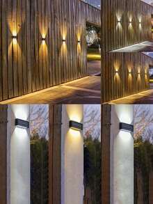 1/2件裝戶外太陽能壁燈，16LED白色/暖光太陽能花園燈，戶外照明LED夜燈，現代北歐風，內置可充電鎳氫電池與太陽能板，零電費充電，可攜式螺絲或黏貼安裝，適用於庭院、走廊、游泳池、花園、露台、戶外露營裝飾照明燈具，情人節、母親節、開齋節、返校季、萬聖節、聖誕節、感恩節禮物 - 16LED - 查看 6
