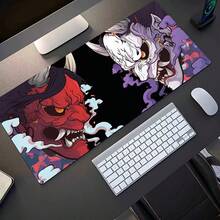1pc Japanese Ukiyo-E Demon Pattern Large Gaming Mouse Pad, Keyboard Desk Mat With Non-Slip Base, Suitable For Home Office Gaming Work Office Desk Desk Office Supplies Office Decor - A-black and Red - View 2