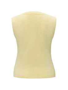 Cardigan tricotat fără mâneci și nasturi, de vară, de culoare galben unt, Live To Mo, stil elegant și casual, ideal pentru naveta la birou și ieșiri în oraș - Galben - Vizualizare 4