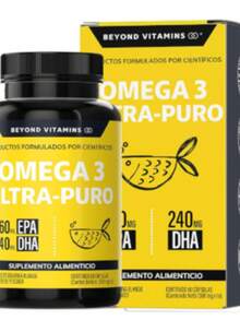 Omega 3 Premium 1000mg | Aceite de Pescado como TG | Alta Pureza y Concentración con Certificados Internacionales | Suplemento Alimenticio Beyond Vitamins - 60 cápsulas - Amarillo - Ver 1