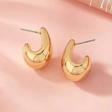 1对欧式水滴形耳钉，适合日常佩戴和聚会场合 - 金色 - 查看 3