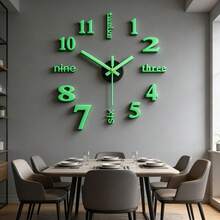 Reloj de pared grande de 16"/36"/47" de diseño moderno, reloj de cuarzo 3D/2D DIY, pegatina de espejo acrílico de moda, decoración del hogar para sala de estar, oficina, regalo - Multicolor - Ver 8