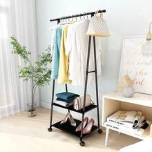 2-Tier Rolling Garment Rack: Heavy Duty Clothes Hanger Rack With Bottom Wheels - Black - View 7