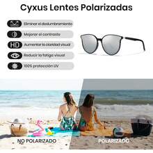 Cyxus Lentes de Sol para Mujeres, Lentes Polarizados Mujeres Lente Retro Protección UV para Conducir, Viajar, Compras - Lente Plata 1945 - Ver 5
