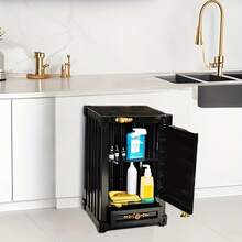 2層の収納スペースと引き出しを備えた1個のレトロで美しい金属製の収納ボックスは、多用途で、アイテムを整理整頓し、さまざまな日用品の保管に適しています。 WLHI - レッド - チェックする 9