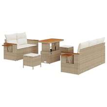vidaXL 10-Teiliges Garten-Sofa-Set Mit Kissen In Beige Und Creme Poly-Rattan - Beige - Visualizzare 2