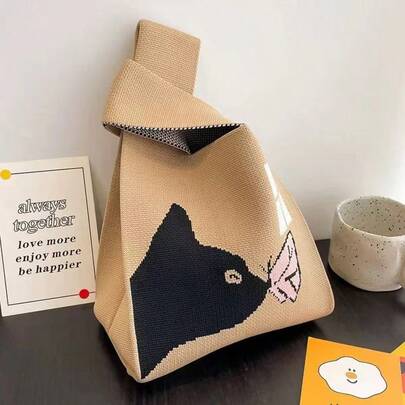 1pc Cute Dopamine Crossbody Bag With Wrist Strap - Printed (Cow/Horse) And Open Design, Casual Handbag Suitable For Smartphones, Easter Gift, Daily Commute