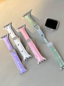 1条荔枝纹理硅胶磁吸表带 - 兼容 49mm 46mm 45mm 44mm 42mm 41mm 40mm 38mm，透气硅胶表带，磁吸式表扣，适合女性，适用于 Ultra/Ultra 2/10/9/8/7/6/SE/5/4/3/2/1系列。 - 彩色 - 查看 2