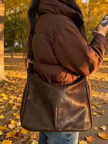 复古斜挎包，新款韩版时尚手提包，大容量单肩包，返校必备，教师节理想礼物，可定制字母图案，可重复使用，教师包，送给教育工作者的理想礼物，伴娘送给妈妈的礼物，复古风包包，复古风女包，日系街头风女包，新款时尚大容量女包，教师节礼物 - 棕色 - 查看 11