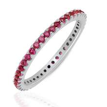 Stackable Eternity Ring For Women |Gold Plated – Ruby, Blue Sapphire, Simulated Diamond, Pink Sapphire, Emerald| Wedding Band |Hypoallergenic Rings| Labradorite Ring | Birthstone Gift Jewelry For Her - 紅寶石(白金) - 查看 1