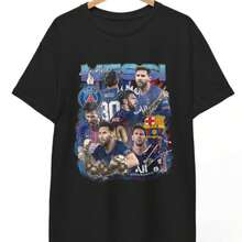 Lionels Messis Bootleg Vintage Graphic Tee - Retro Soccer Legend Fan Shirt. - Black - View 1