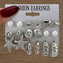 VKME 18件套金属材质海星卡片耳环套装 - XH92825190/25386 - 查看 2