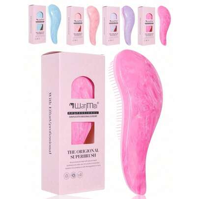 1pc Magic Detangling Hair Brush, Soft Scalp Massage Comb. Smooths Frizzy Hair + Anti-Static. Suitable For Wet Or Dry Use + Easy To Hold - Detangles Knotted Hair - Creates Smooth Long Hair/Voluminous Curly Hair. For Blow Drying, Styling And Washing Hair. Padded Design Massages Scalp. Suitable For Home Grooming/Scalp Massage/Travel/School/Office And Salon Use. Quick Dry Brush, Shell Brush, Cleaning Brush, Straightening Brush, Curling Brush, Detangling Brush, Comb, Hair Brush, Hair Styling Tools, Hair Care Products, Hair Accessories